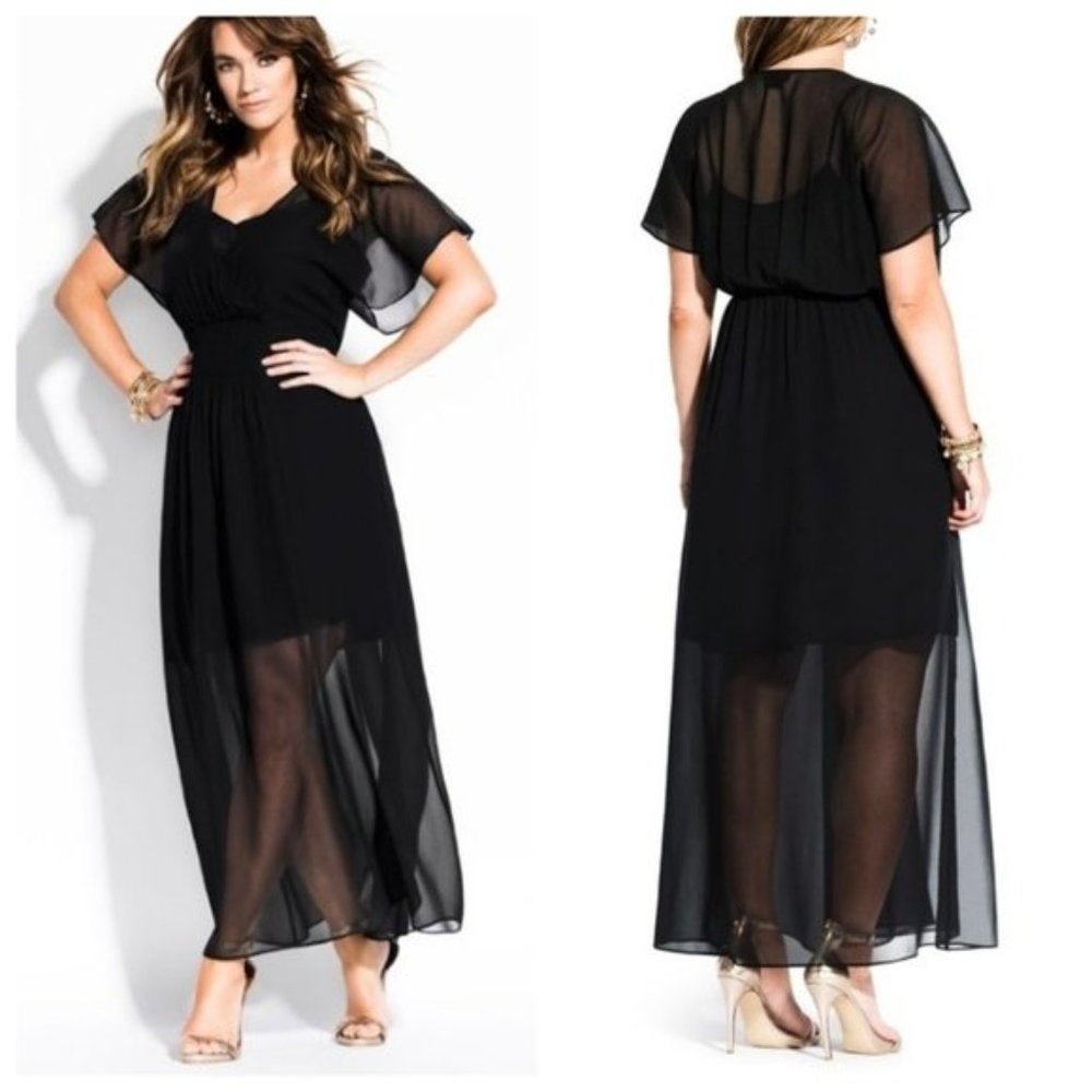 City Chic Black Sheer Maxi Dress